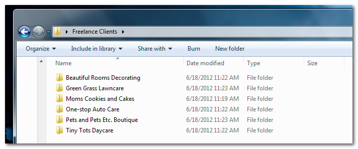 client folders view